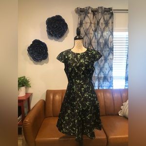 J. CREW black Collection Verdant floral Silk /Wool Dress